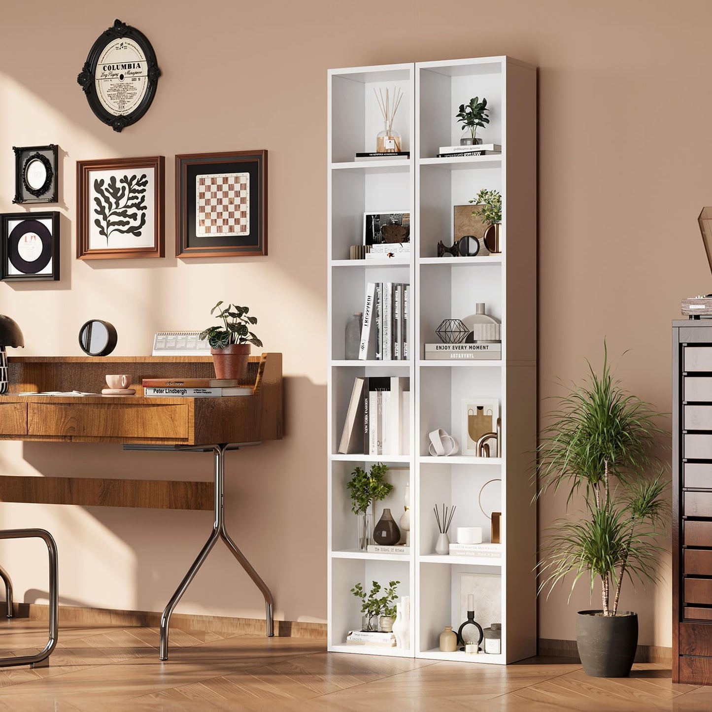 71.5" Tall Narrow Bookshelf, 6-Tier Cube Display Rack - Image 5