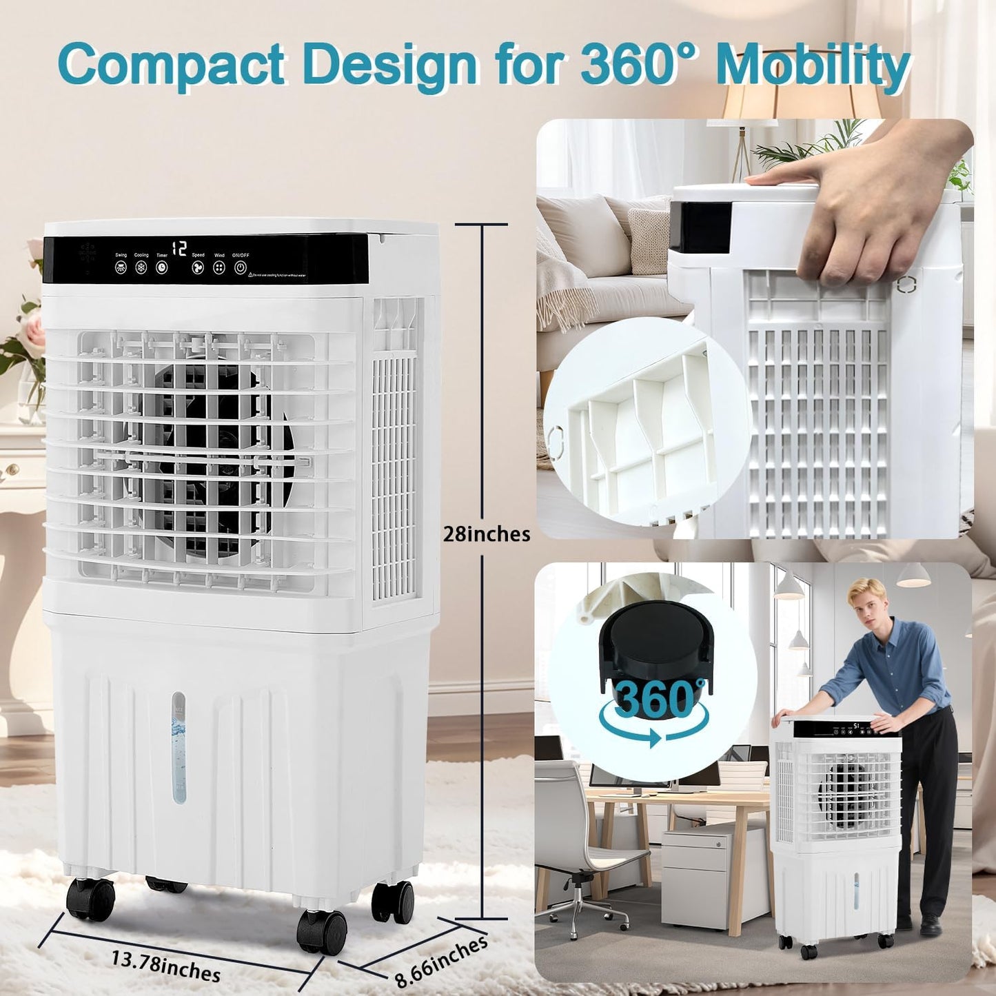 28” Evaporative Air Cooler w/ 3 Gallon Water Tank - Image 7