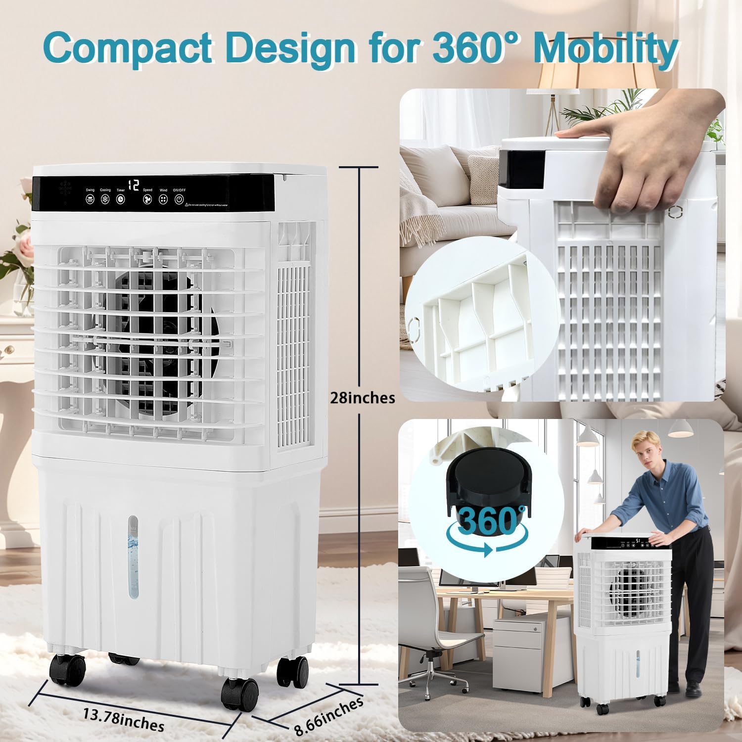 28” Evaporative Air Cooler w/ 3 Gallon Water Tank - Image 7