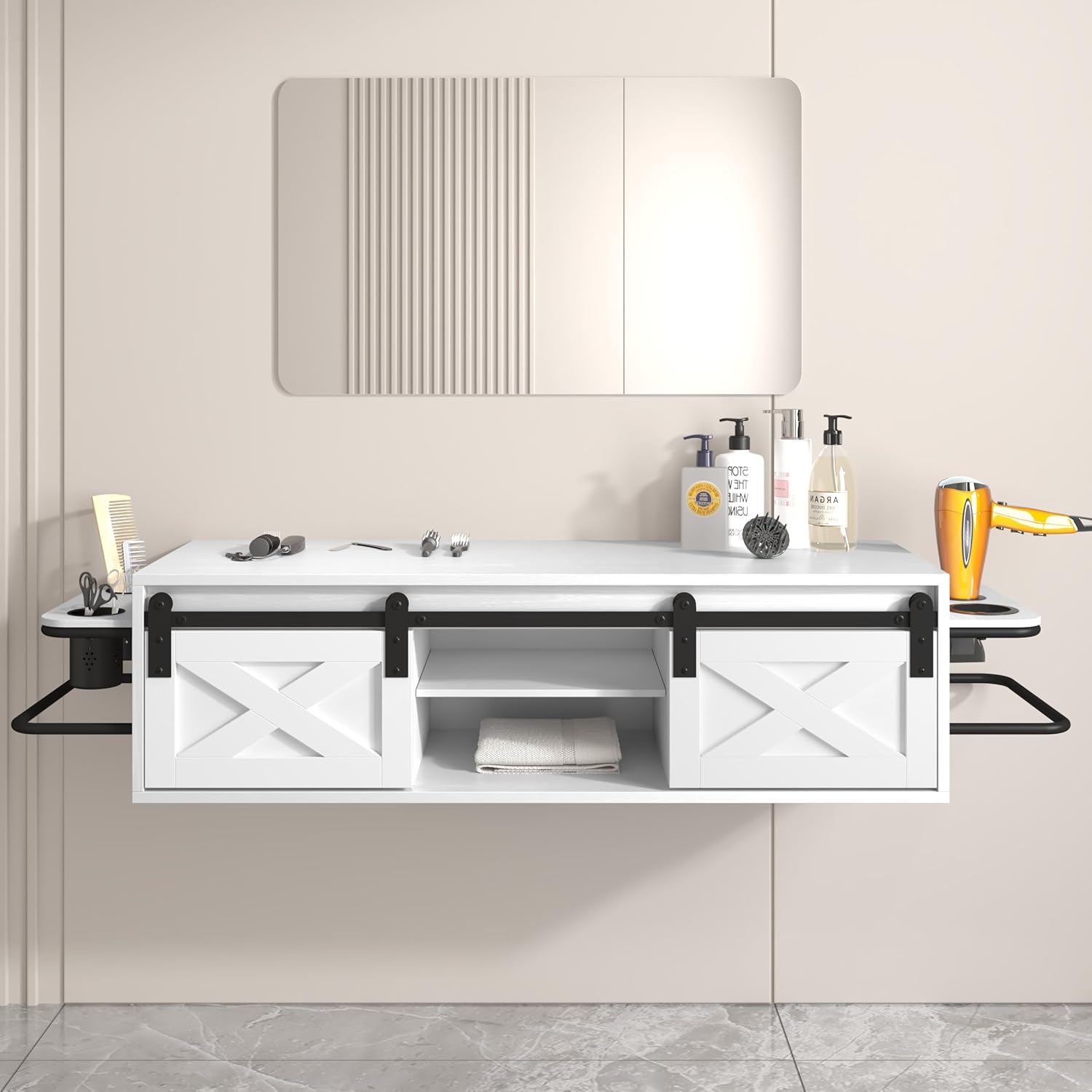 Wall Mount Salon Station, Hair Station with Multifunctional Storage Space - Image 1