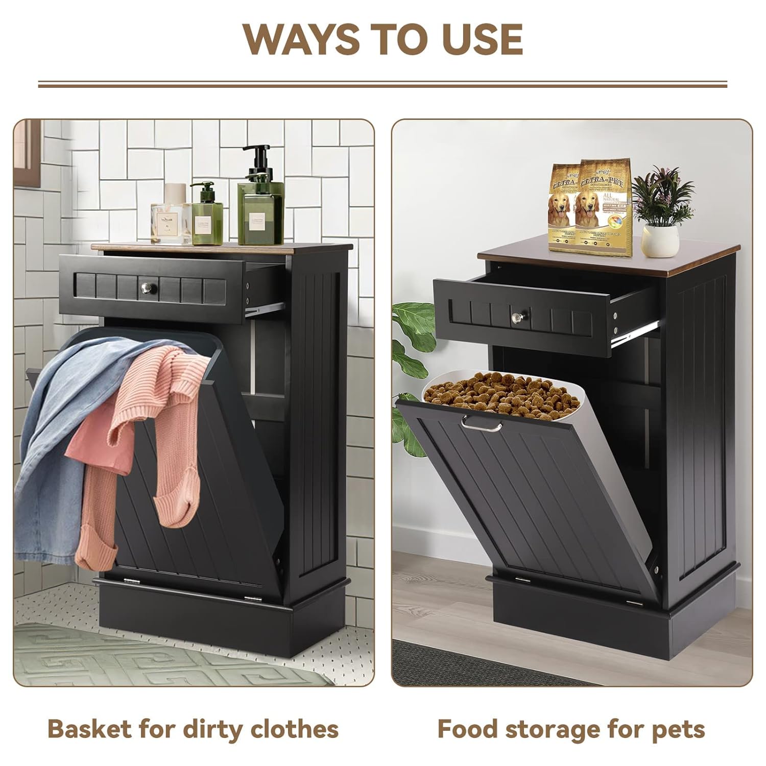 Tilt Out Single Trash Cabinet - BLACK - Image 4