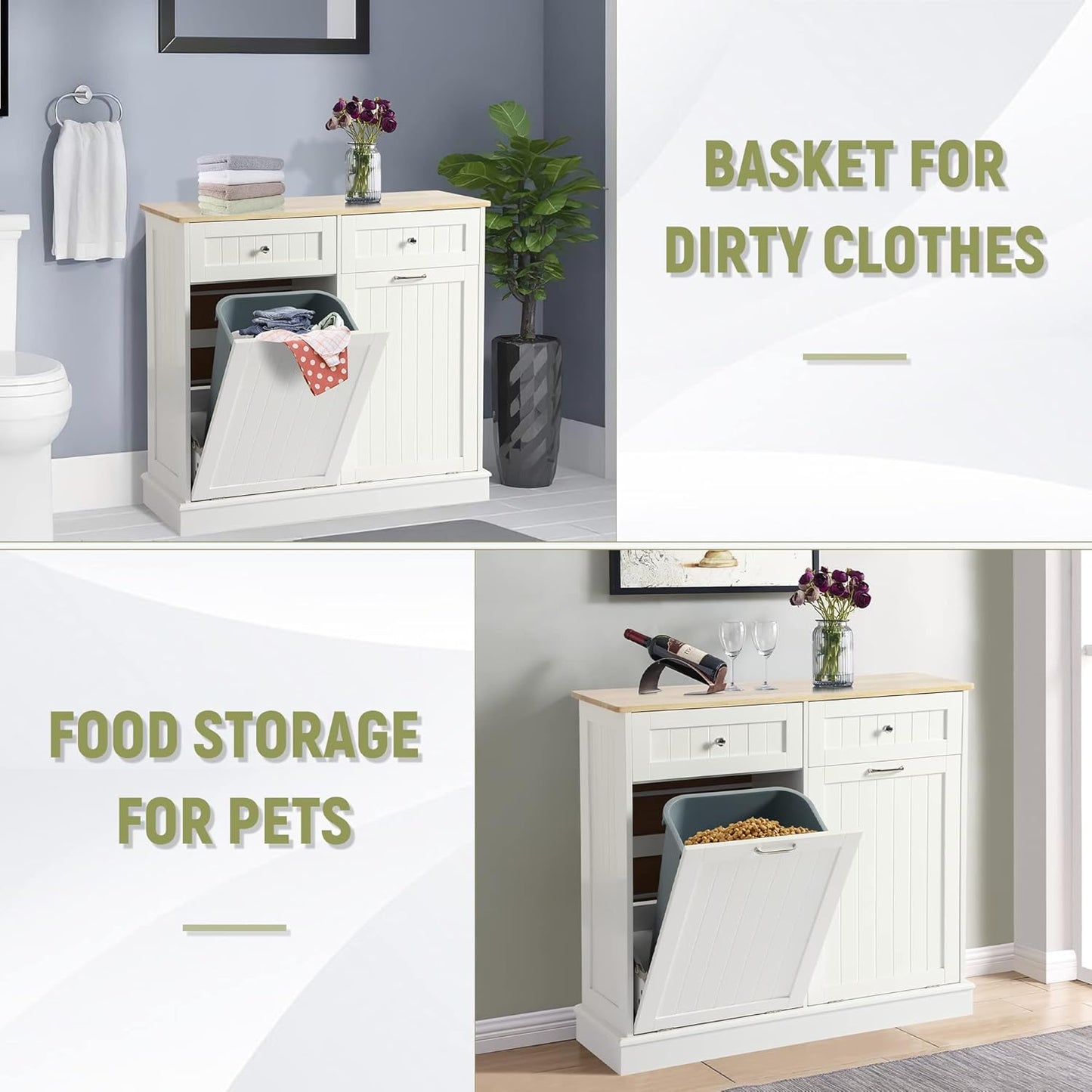 Tilt Out Double Trash Cabinet - WHITE - Image 5