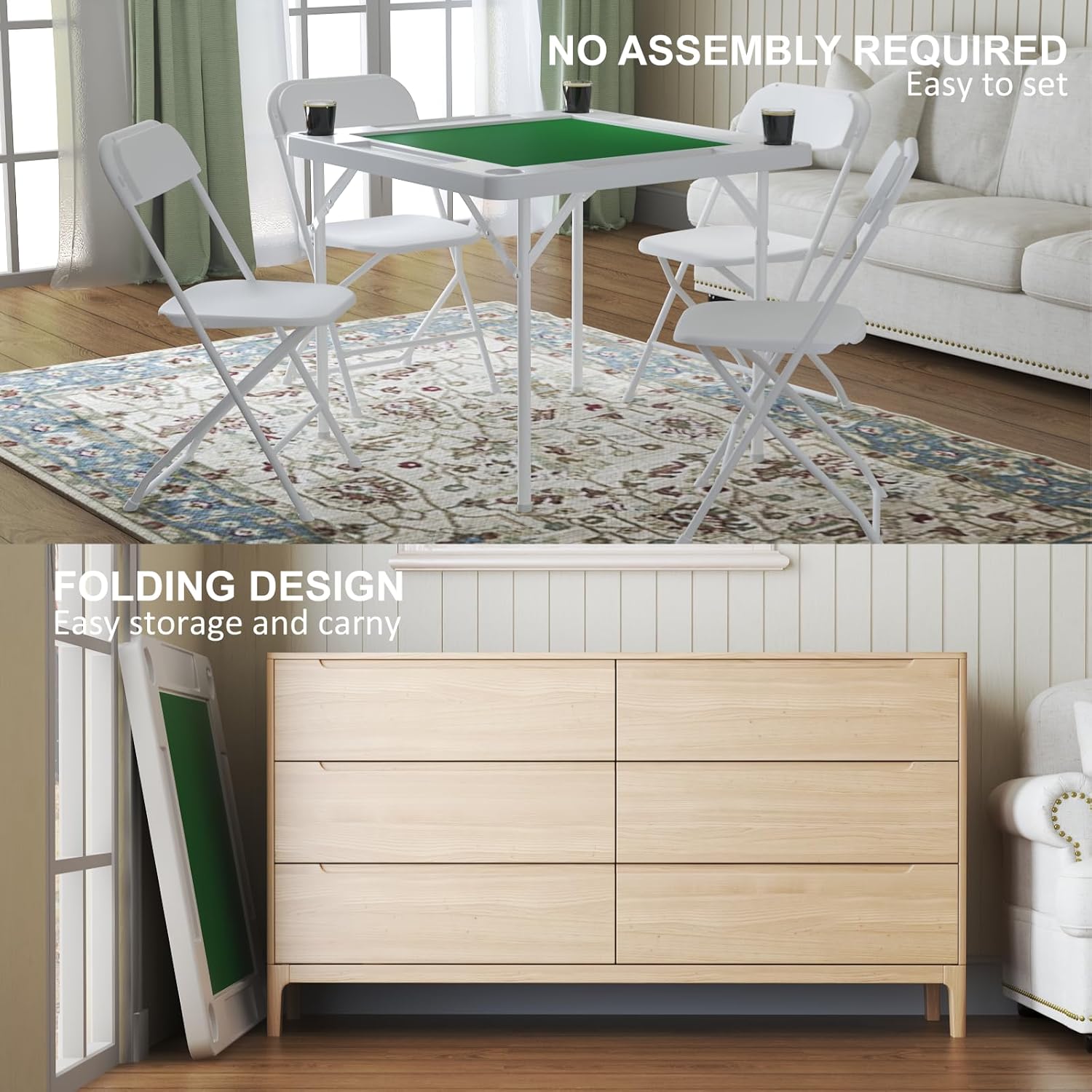 35.4" Square Folding Card Table - Image 4