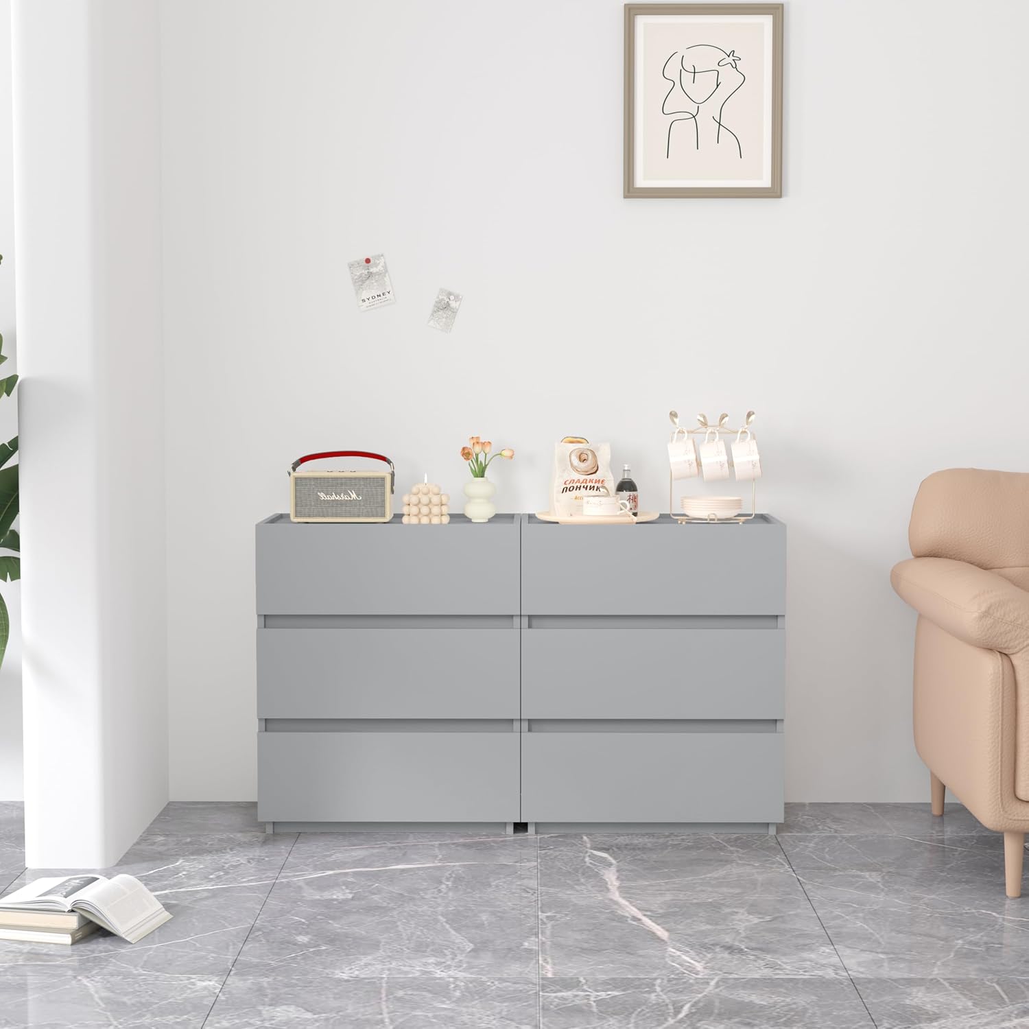 3 Drawer Dresser - Grey - SET OF 1 - Image 2