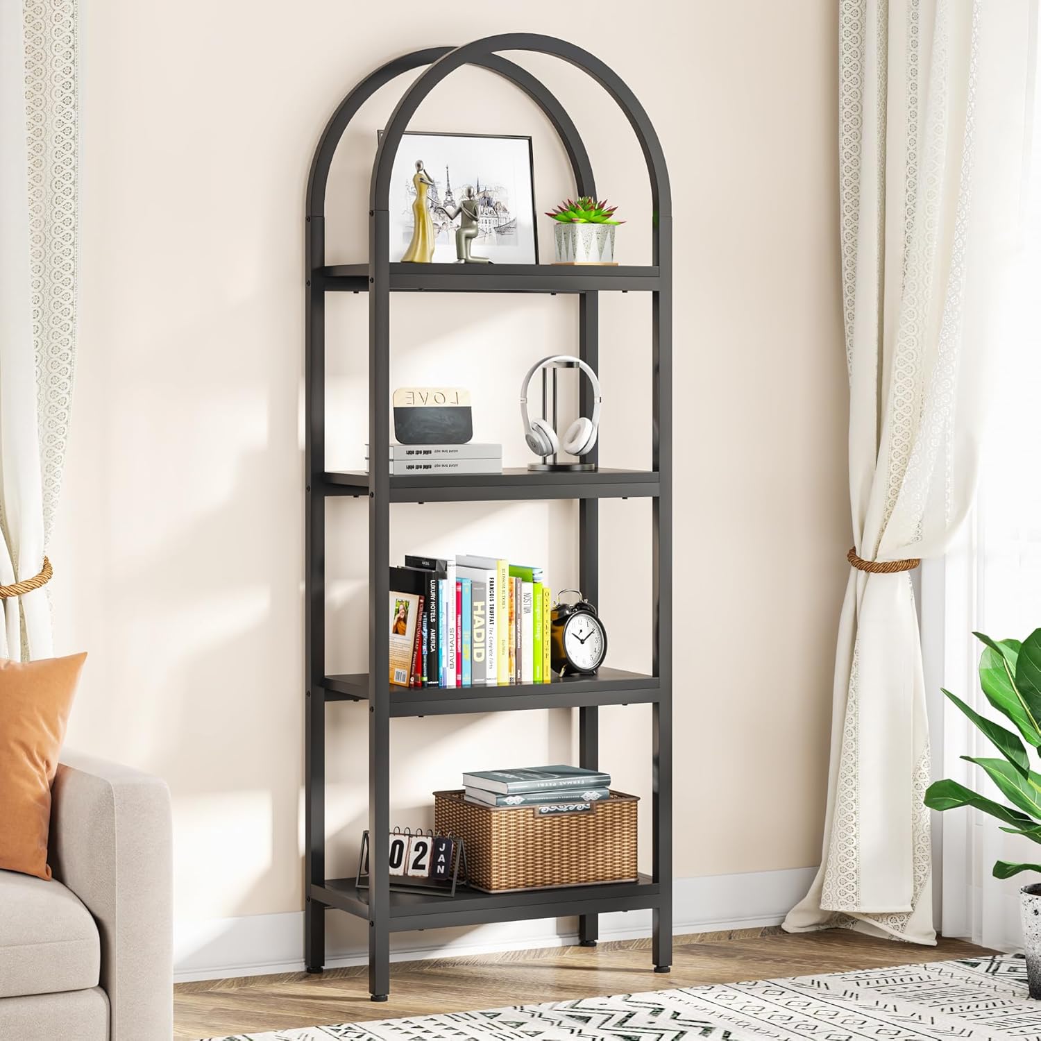 4-Tier Storage Shelves with Metal Frame - Image 1