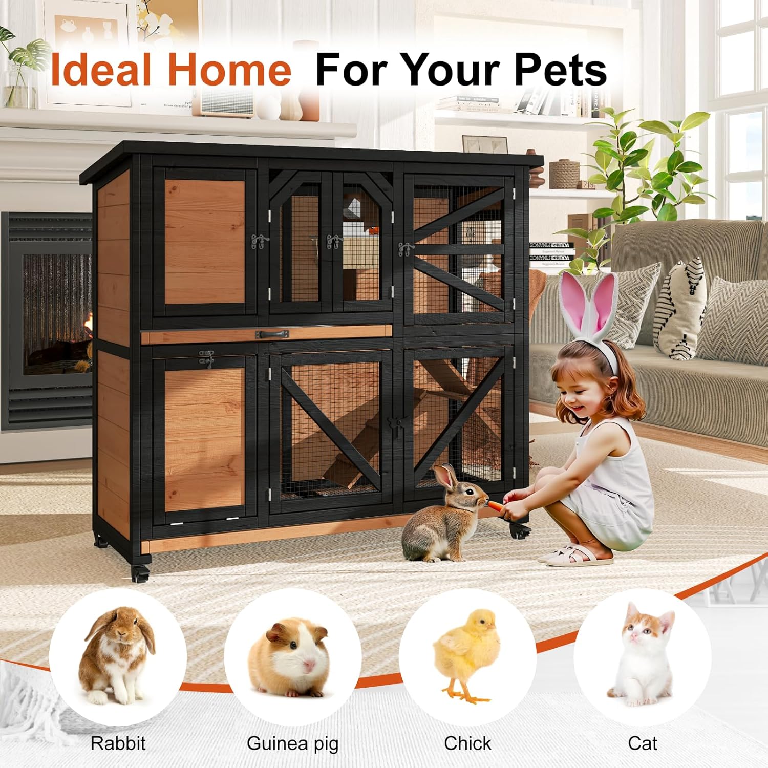 47.3" Two Story Rabbit Cage Bunny Cage Indoor - Image 6
