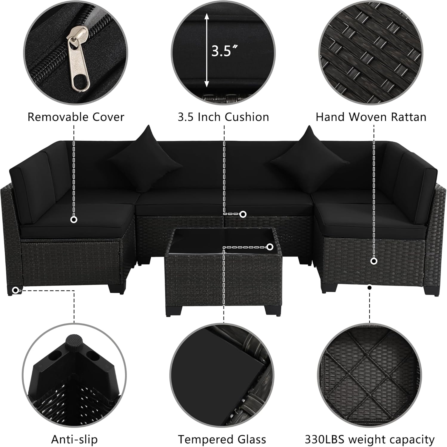 7 Piece Patio Set - 6117BL- A - Image 6