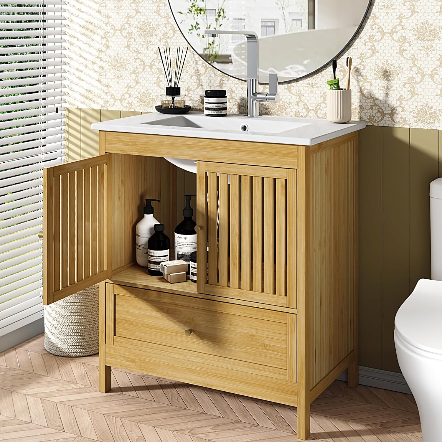 30" Bathroom Vanity - Natural - Cabinet Only - Image 6