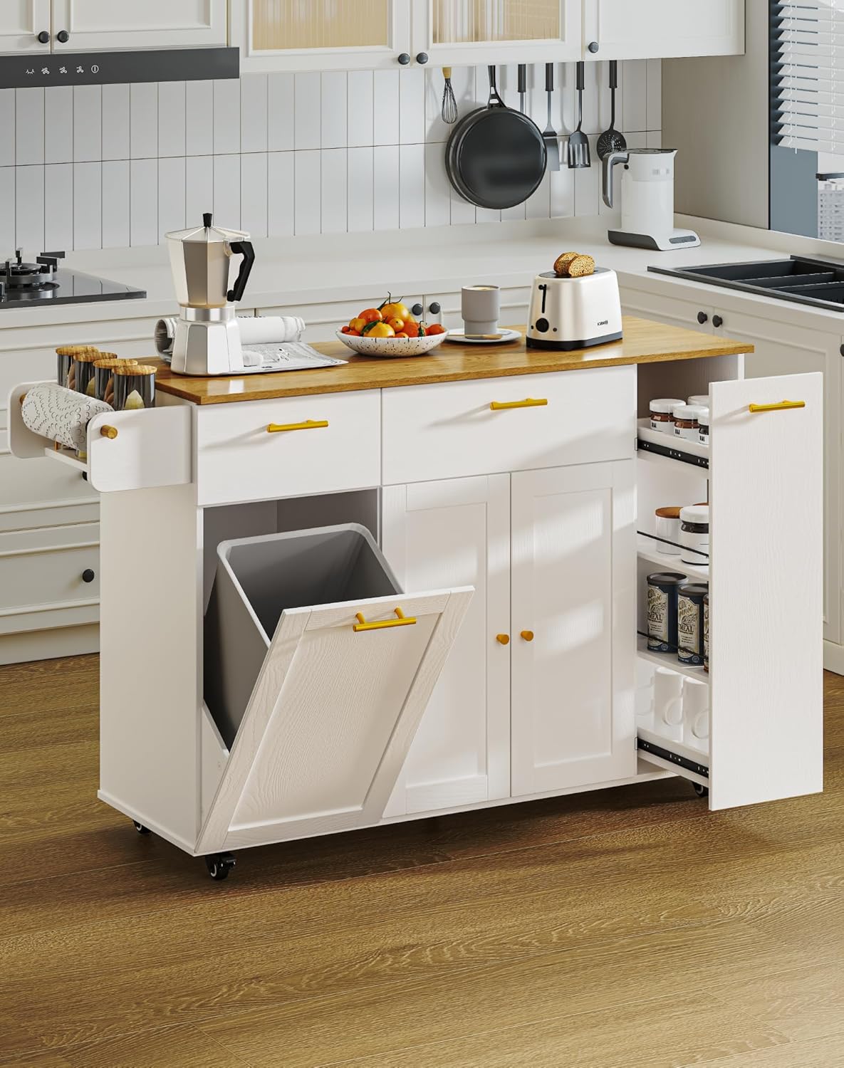 55" Kitchen Island with Storage - White - Image 1