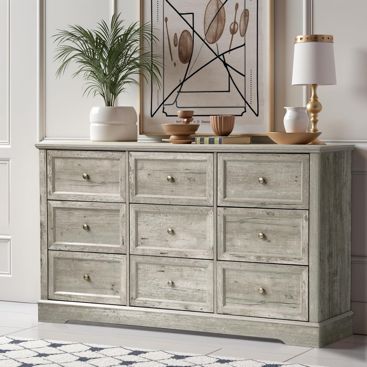 Farmhouse Dresser 9 Drawer (9 Drawers, Grey) - Image 2