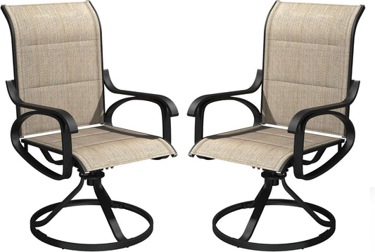  Patio Swivel Chair Set of 2, All-Weather Swivel Rocker Chair with interlayer, High Back Outdoor Dining Chairs - Image 1