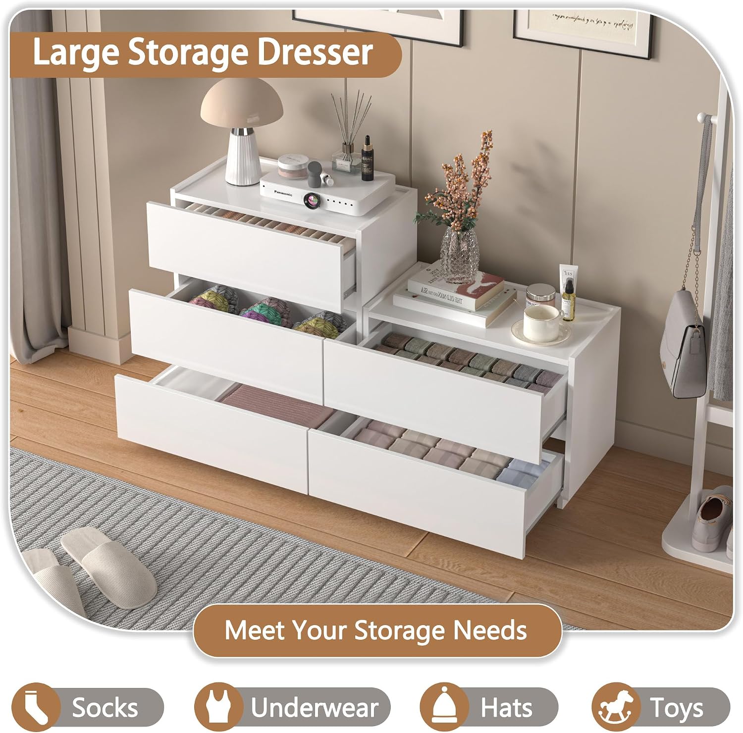 3 Drawer Dresser - White - SET OF 1 - Image 5