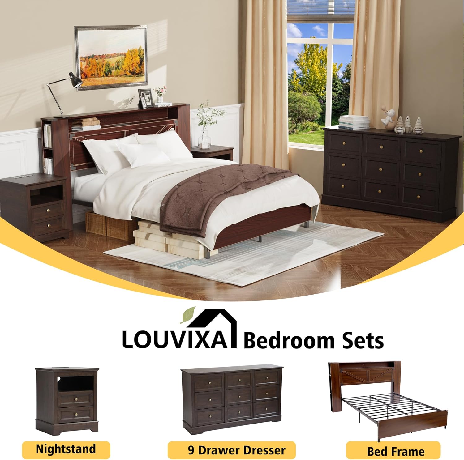Bed Frame with Storage Headboard - Queen Size - Image 7