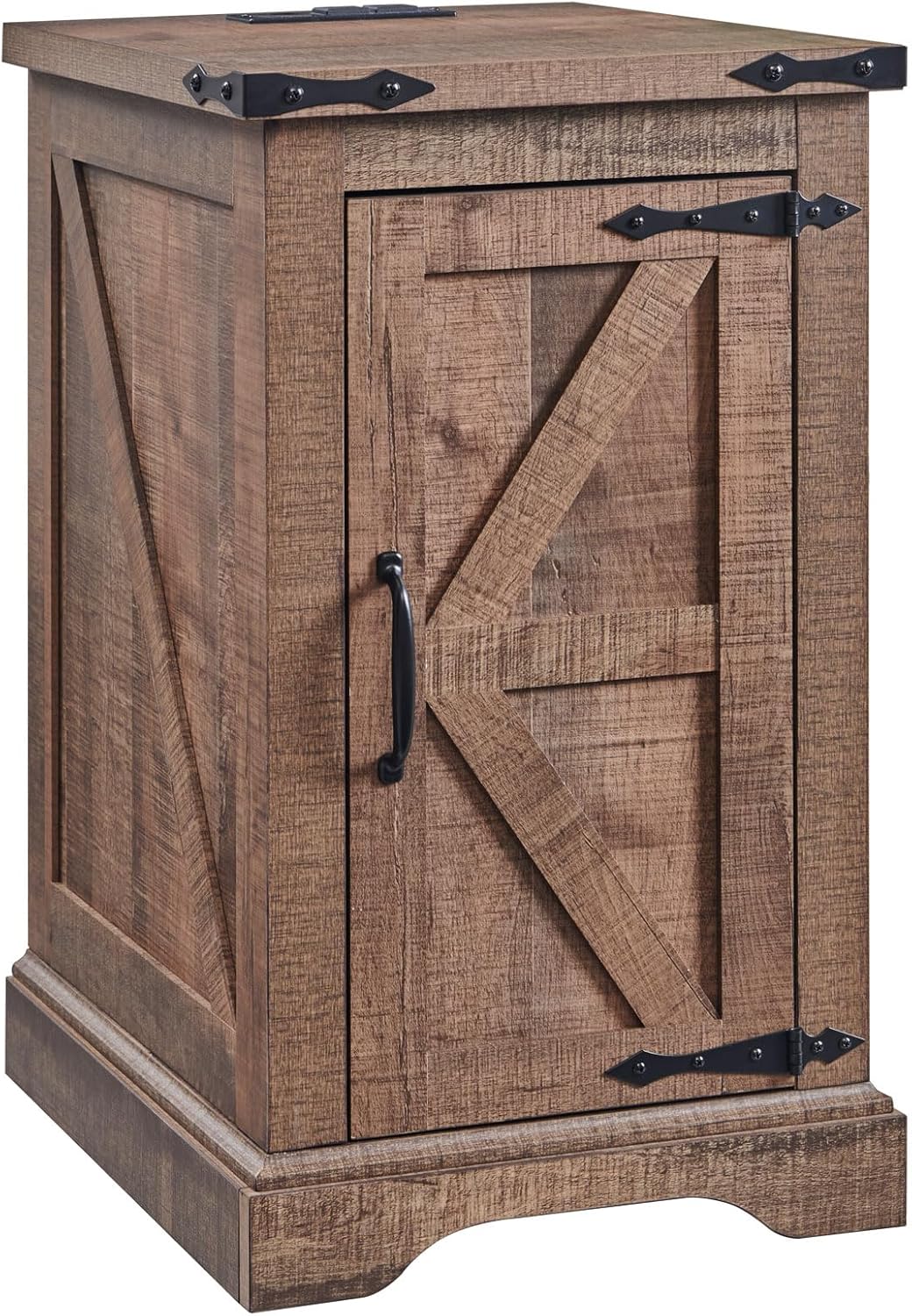 17" Farmhouse Nightstand with Charging Station - Brown - Image 7