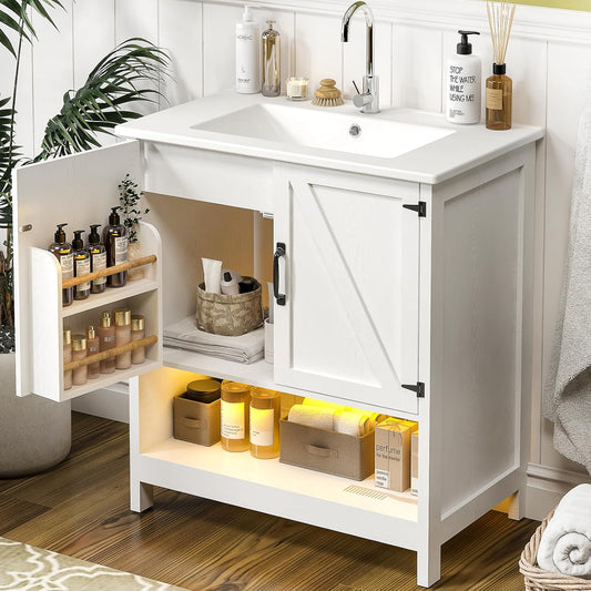 30" Bathroom Vanity - White- Cabinet Only - Image 1