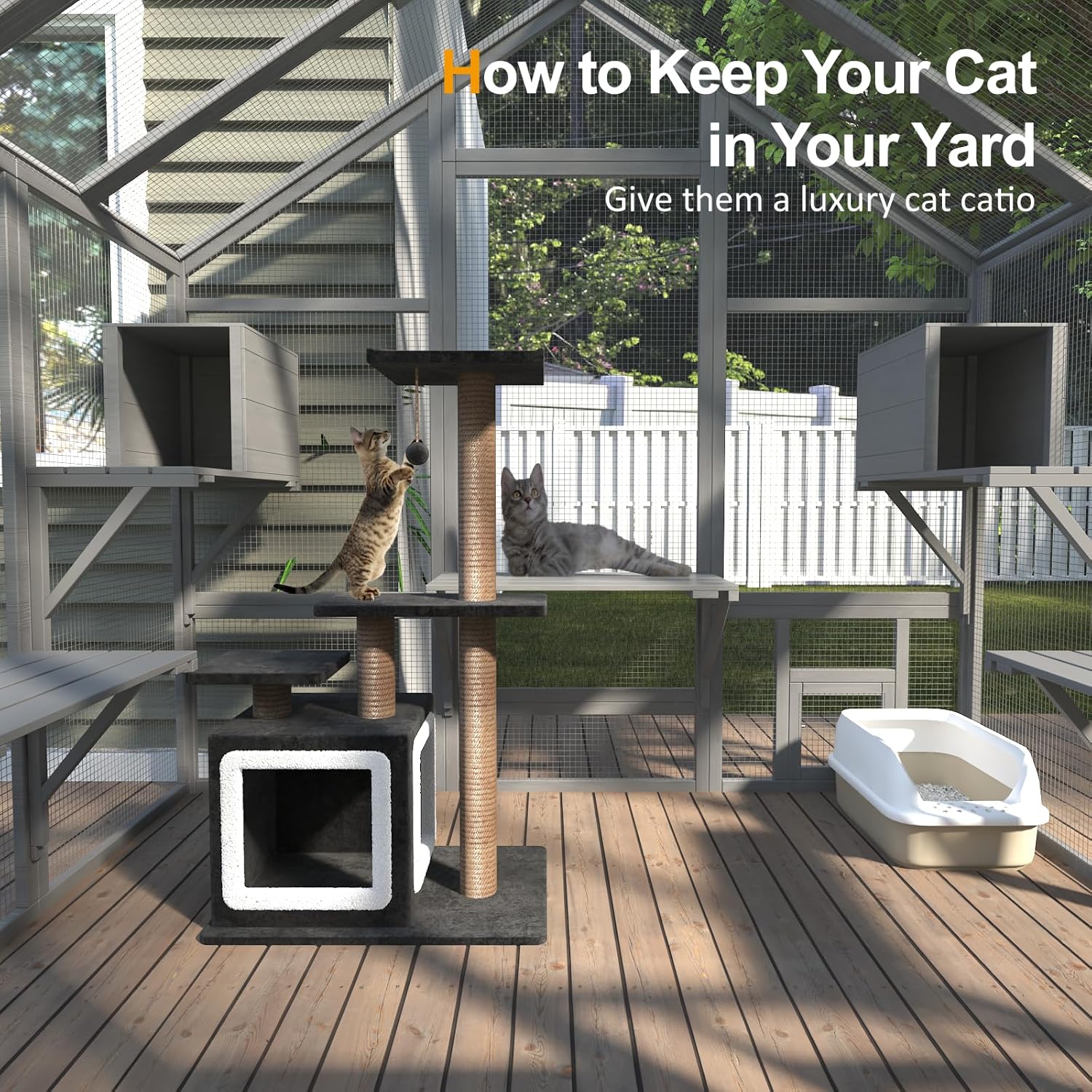 Large Outdoor Catio Enclosure with 7 Tiered Platforms & 2 Premium Resting Boxes - Image 6