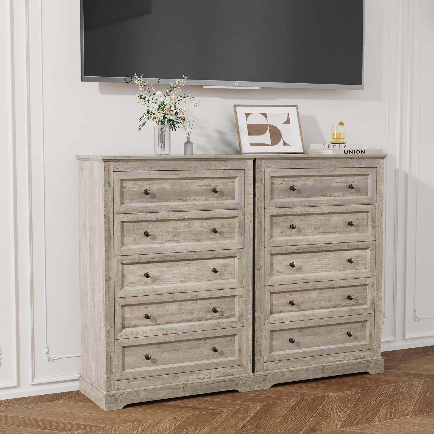 Farmhouse Dresser 5 Drawer (Grey) - Image 5
