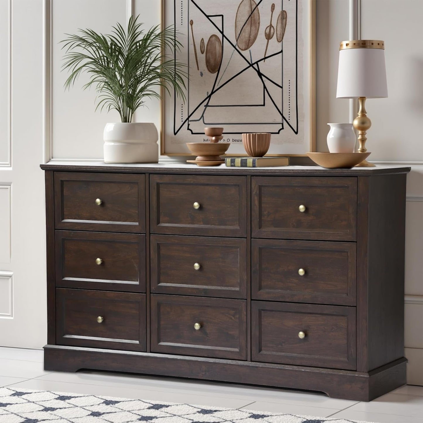 Farmhouse Dresser 9 Drawer (9 Drawers, Dark Brown) - 4COD001BR - Image 2