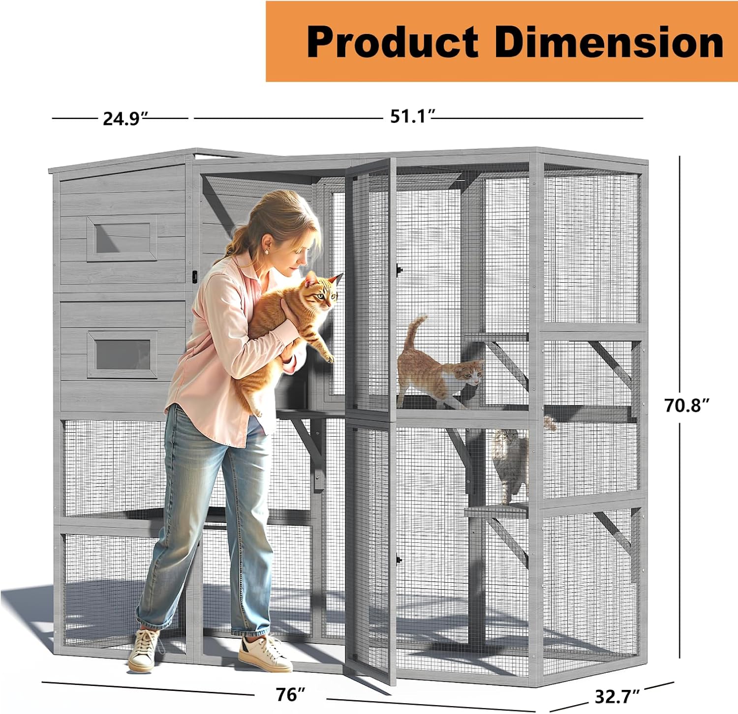 Large Indoor Cat Catio, 4 Tier Outdoor Cat Enclosures House for Cats - Image 3