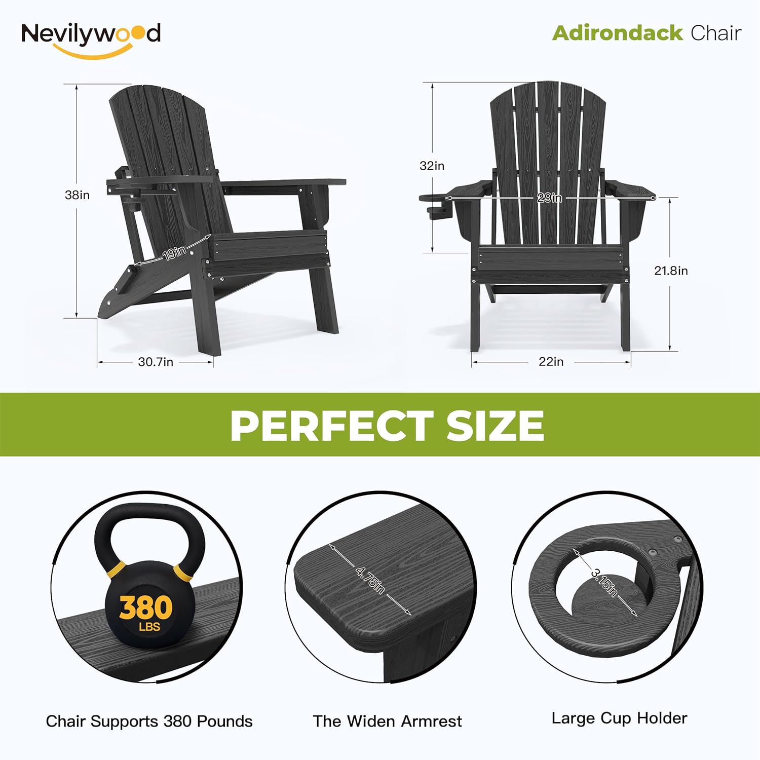 FOLDING ADIRONDACK CHAIR, SET OF 2 - Image 2