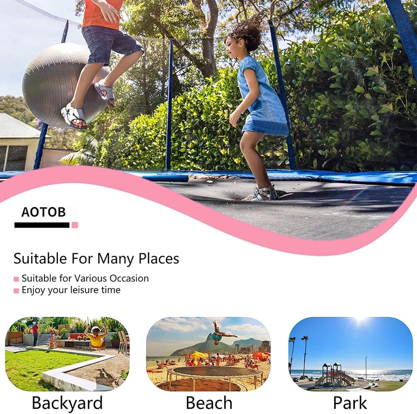 12FT Trampoline with Safety Enclosure Net - Pink - Image 6