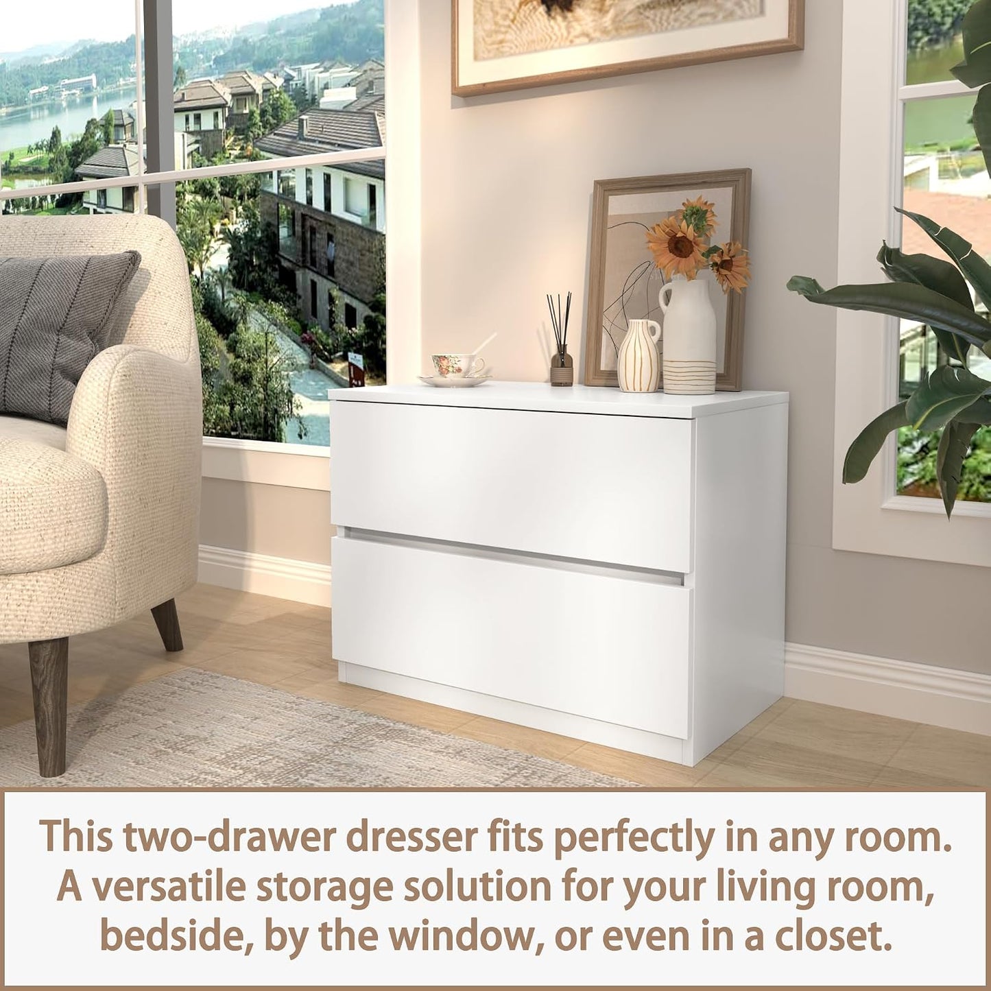 x 2 Drawer Dresser - White - SET OF 1 - Image 4