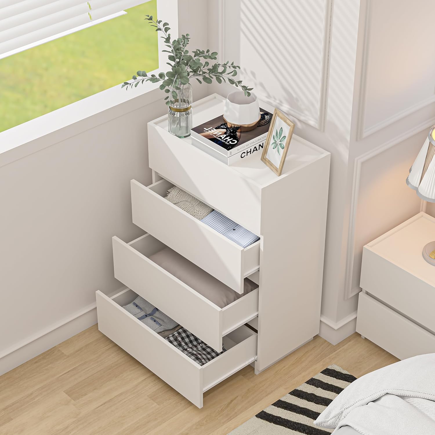 4 Drawer Dresser - White - SET OF 1 - Image 2