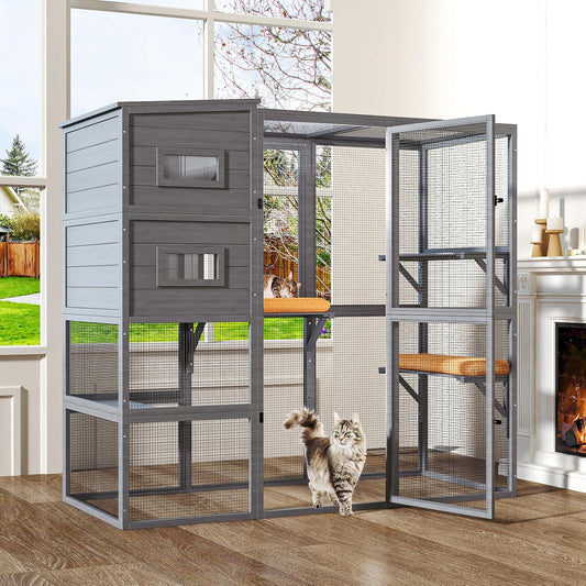 Large Indoor Cat Catio, 4 Tier Outdoor Cat Enclosures House for Cats - Image 1