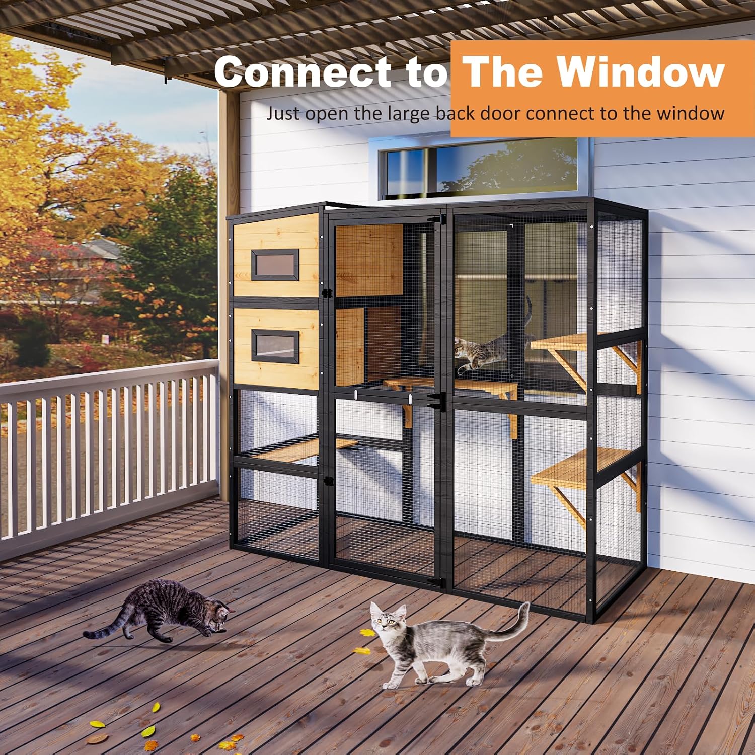 Large Indoor Cat Catio, 4 Tier Outdoor Cat Enclosures House for Cats - Image 5