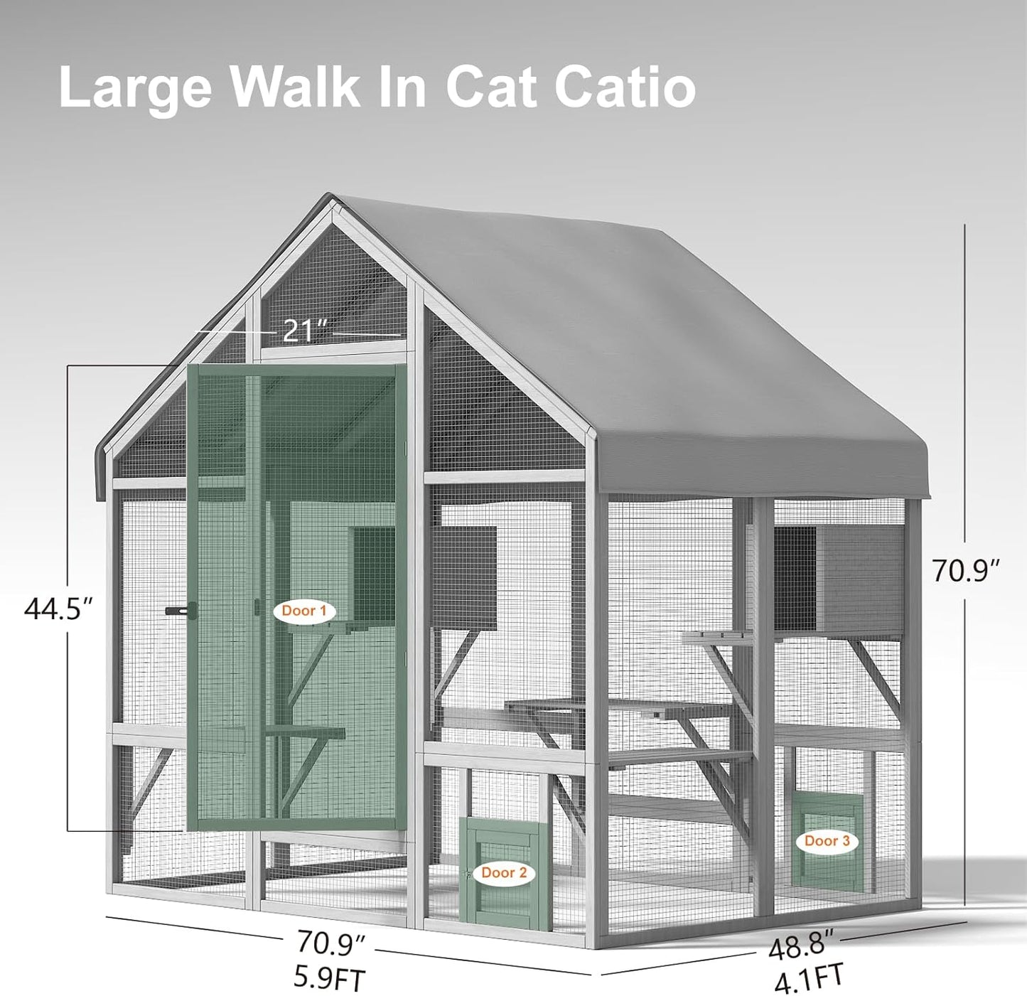 Large Outdoor Catio Enclosure with 7 Tiered Platforms & 2 Premium Resting Boxes - Image 3
