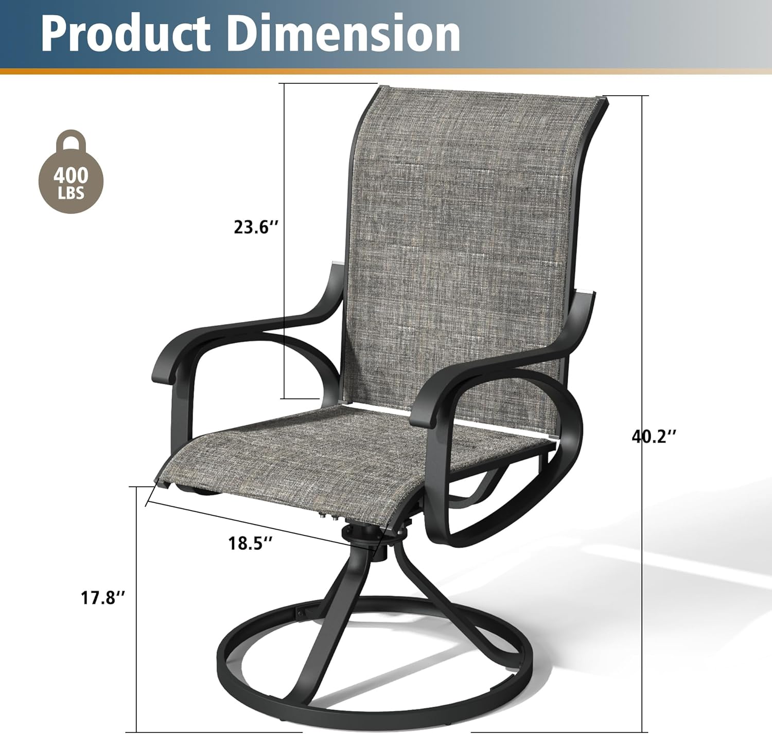 Patio Swivel Chair Set of 2 - Dark GREY - Image 3