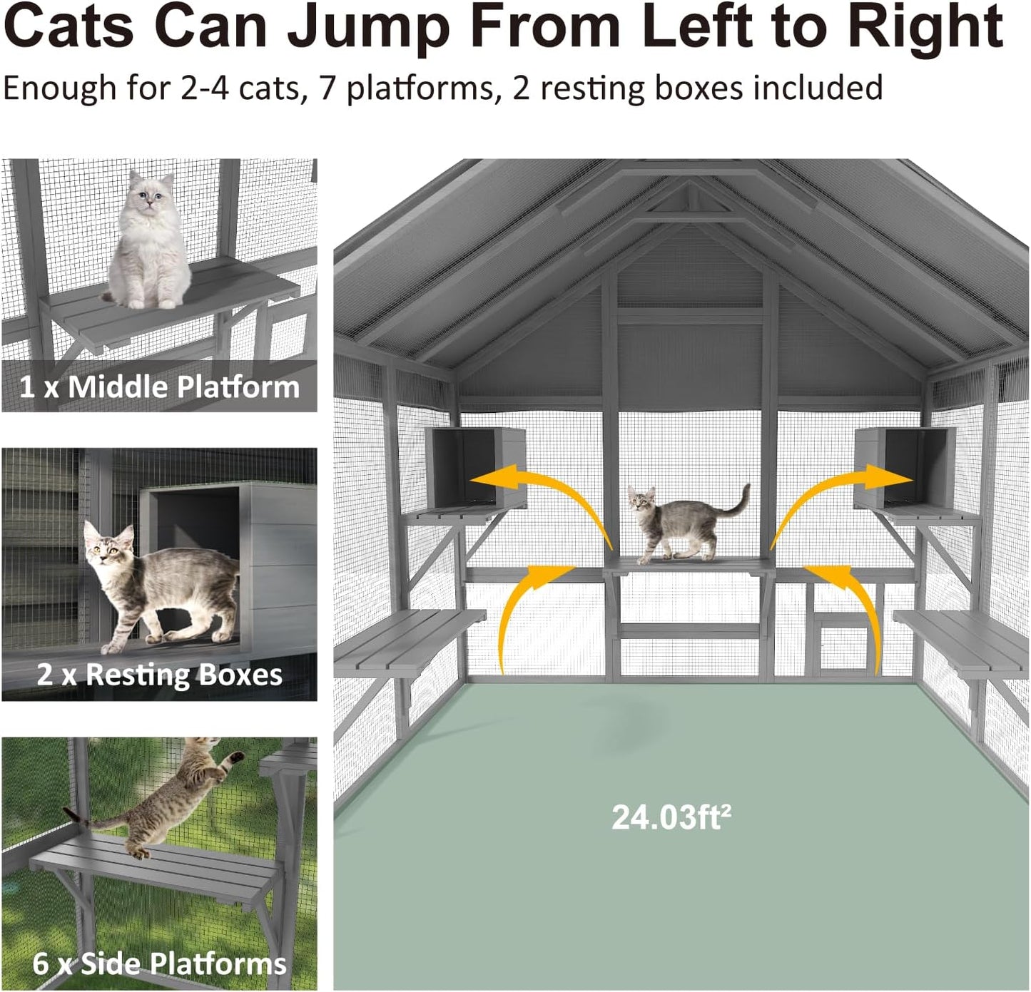 Large Outdoor Catio Enclosure with 7 Tiered Platforms & 2 Premium Resting Boxes - Image 2