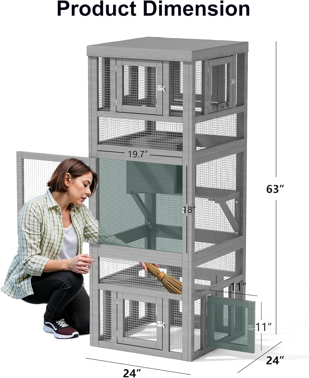 Catio Indoor Cat Enclosure, 3 Tiers Cat Enclosure with Platform, Resting Box and 8 Removable Door - Image 4