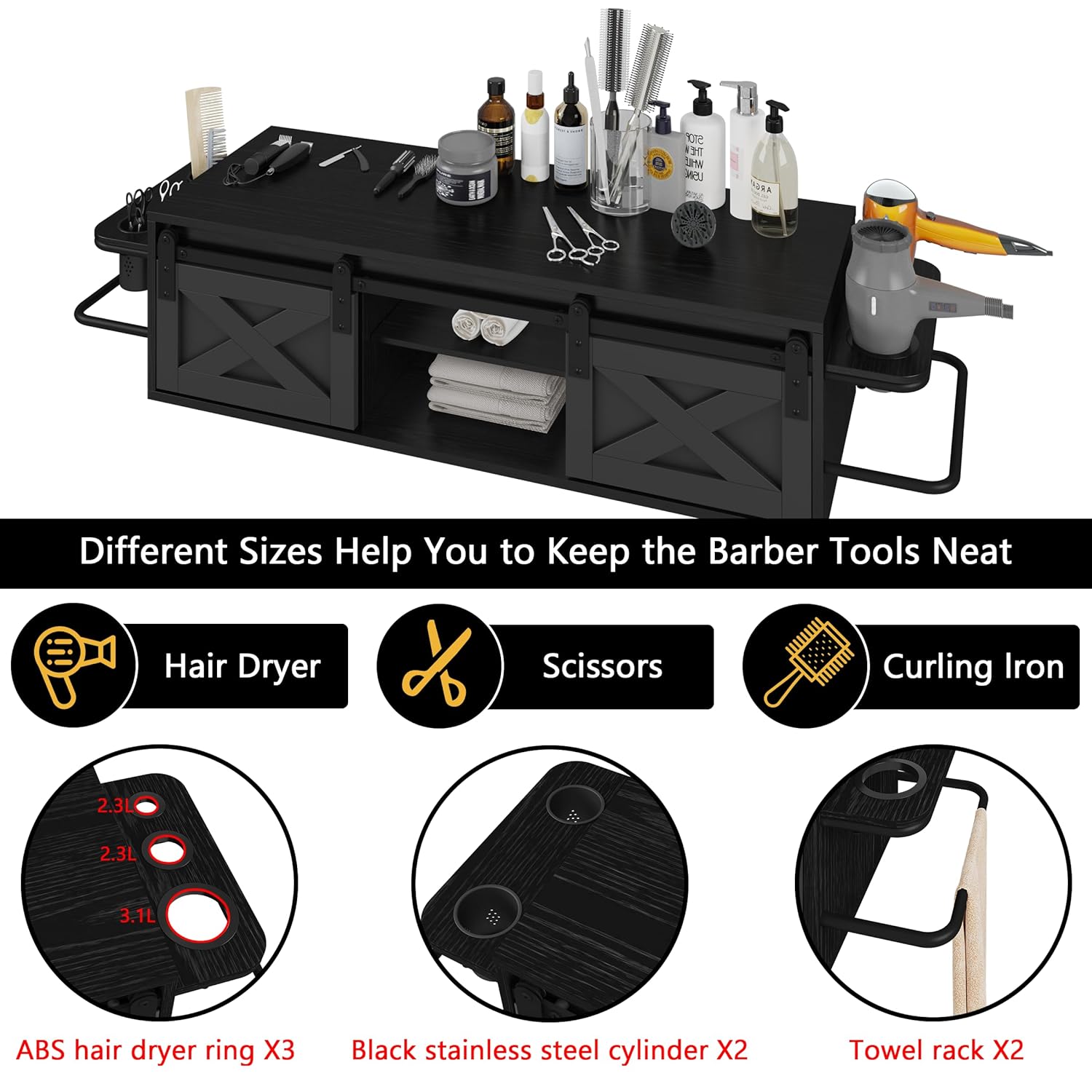 Wall Mount Salon Station, Hair Station with Multifunctional Storage Space - Image 3