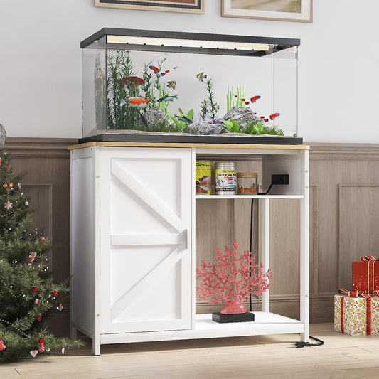 40-50 Gallon Aquarium Stand, Metal Frame Fish Tank Stand with Power Outlets and Wooden Cabinet Storage - Image 1