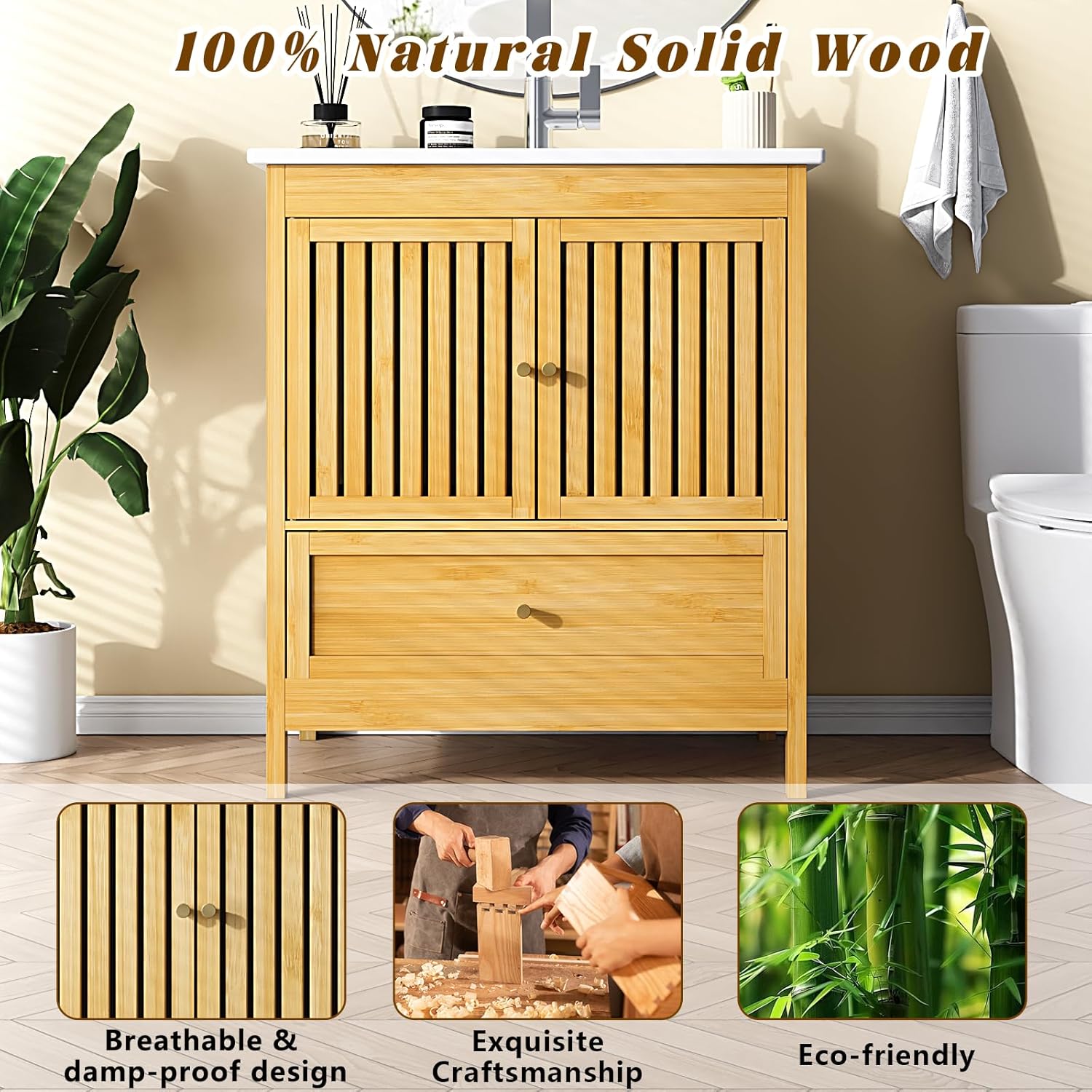 30" Bathroom Vanity - Natural - Cabinet Only - Image 5