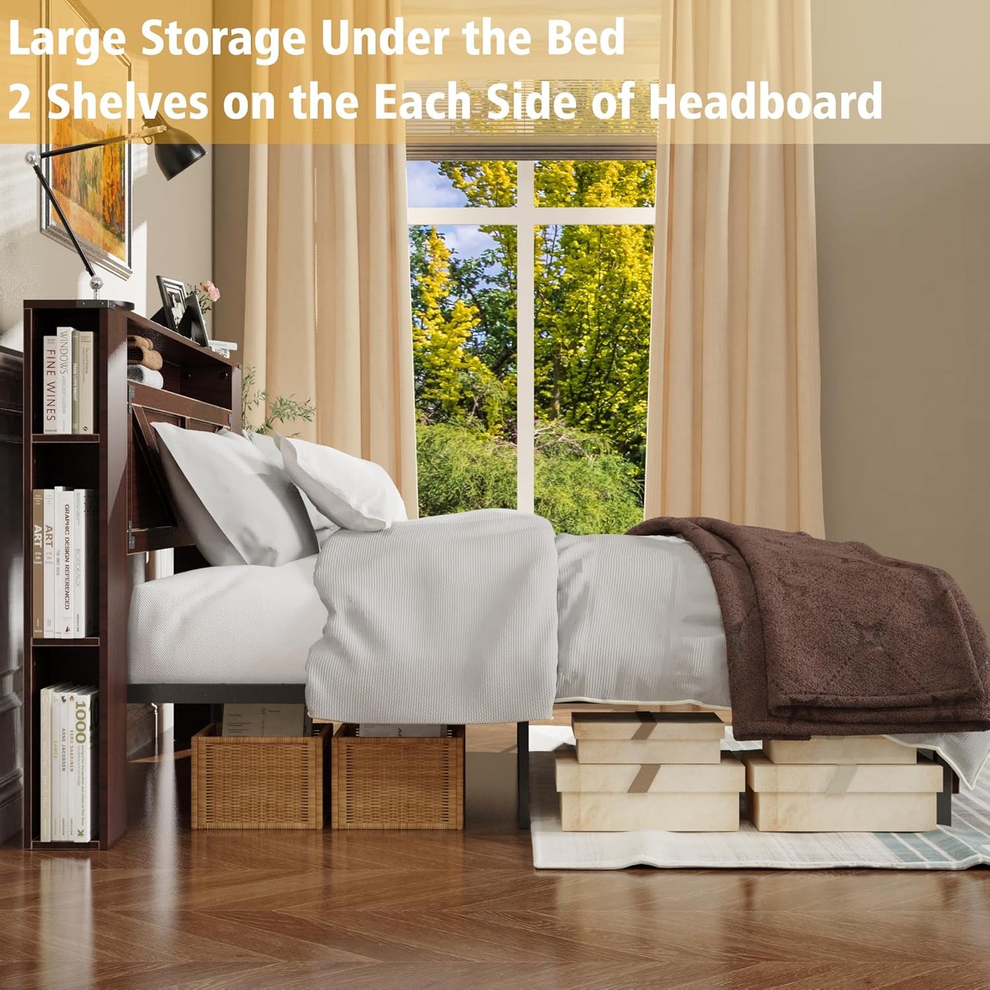 Bed Frame with Storage Headboard - Queen Size - Image 6