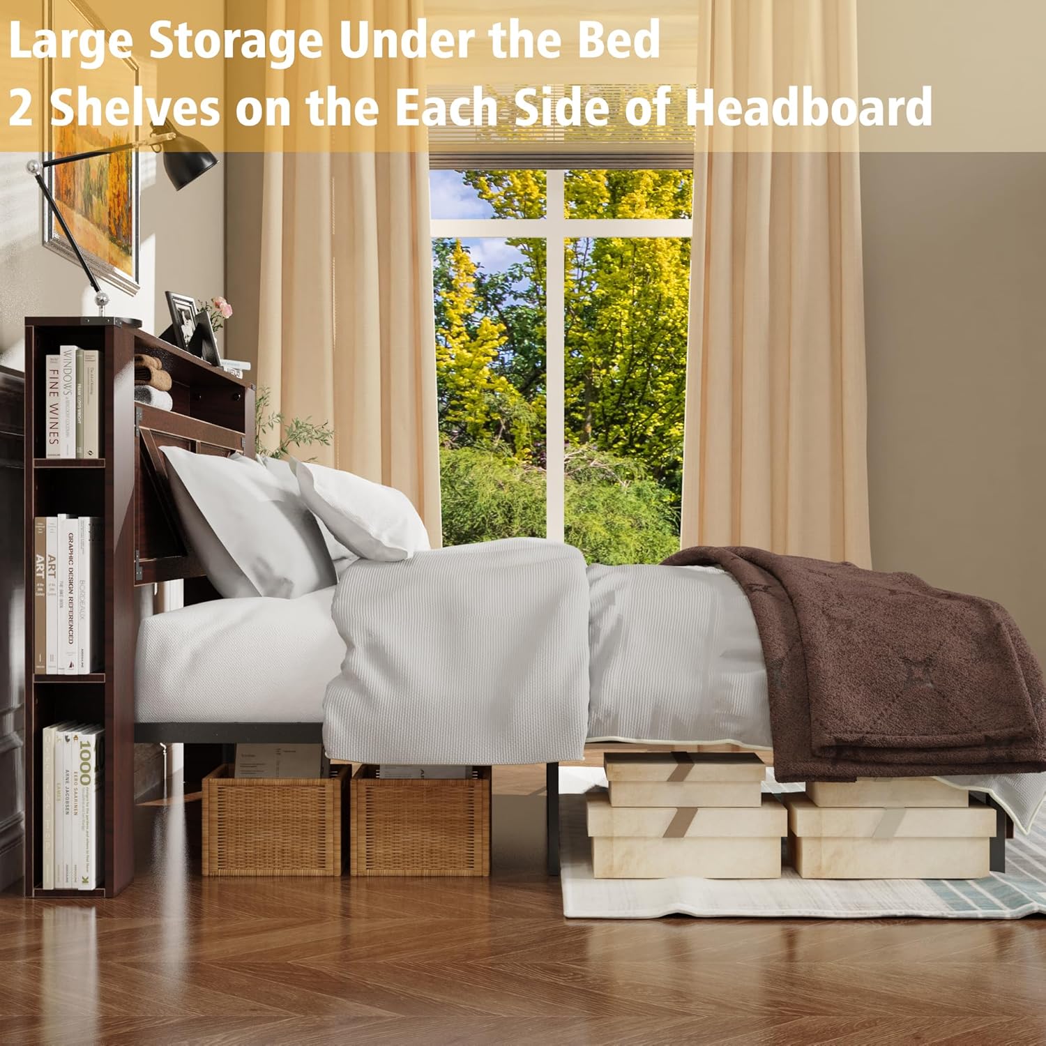 Bed Frame with Storage Headboard - Queen Size - Image 6