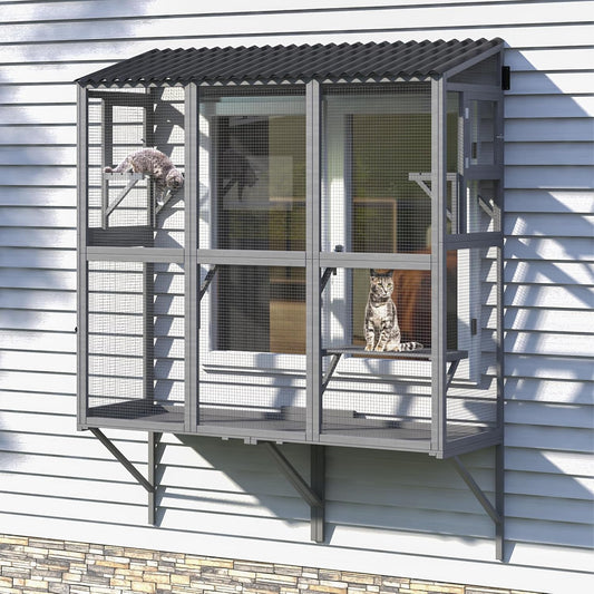 Cat Catio, Window Catio for Multiple Indoor Cats with 4 Jump Platforms - Image 1