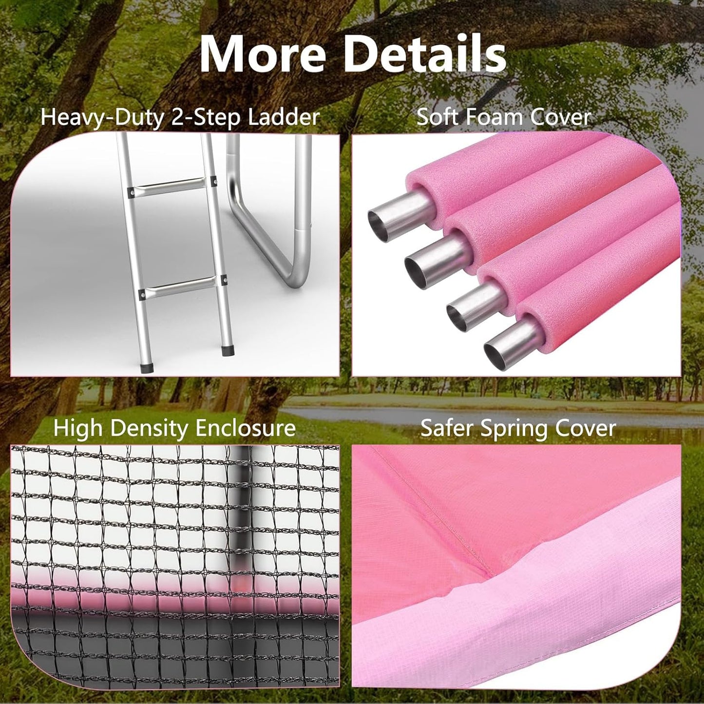 12FT Trampoline with Safety Enclosure Net - Pink - Image 5