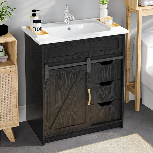 30" Bathroom Vanity - Black - Cabinet Only - Image 1