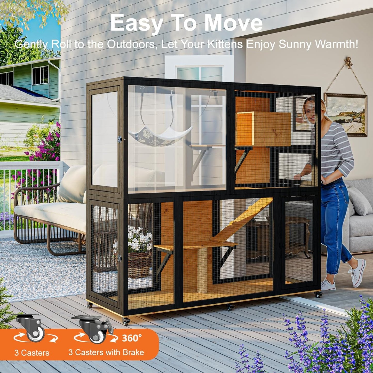 Large Catio with Wheels, 4 Tier Cat Enclosures House - Image 5