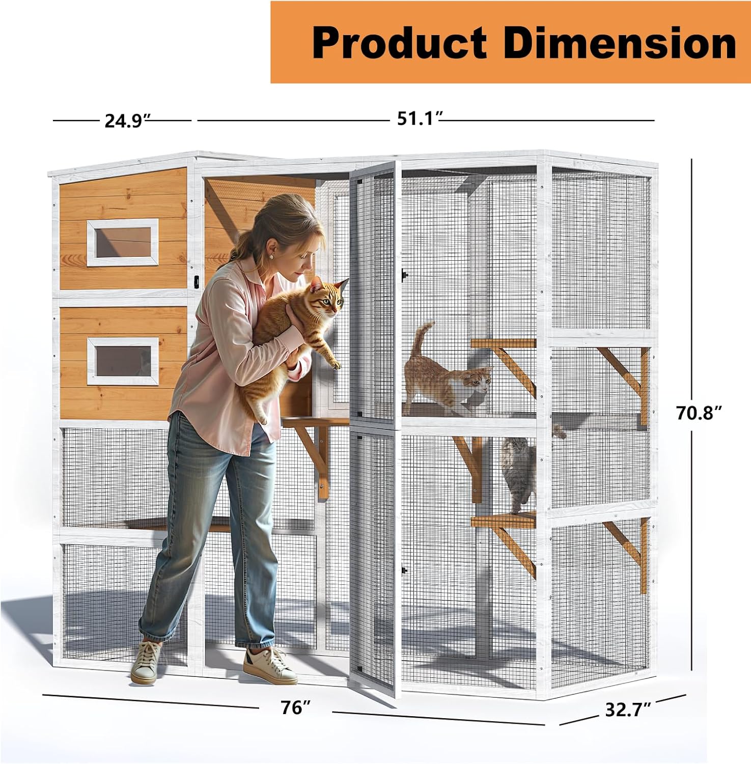 Cat Catio, 4 Tier Outdoor Cat Enclosures House for Cats - Image 3