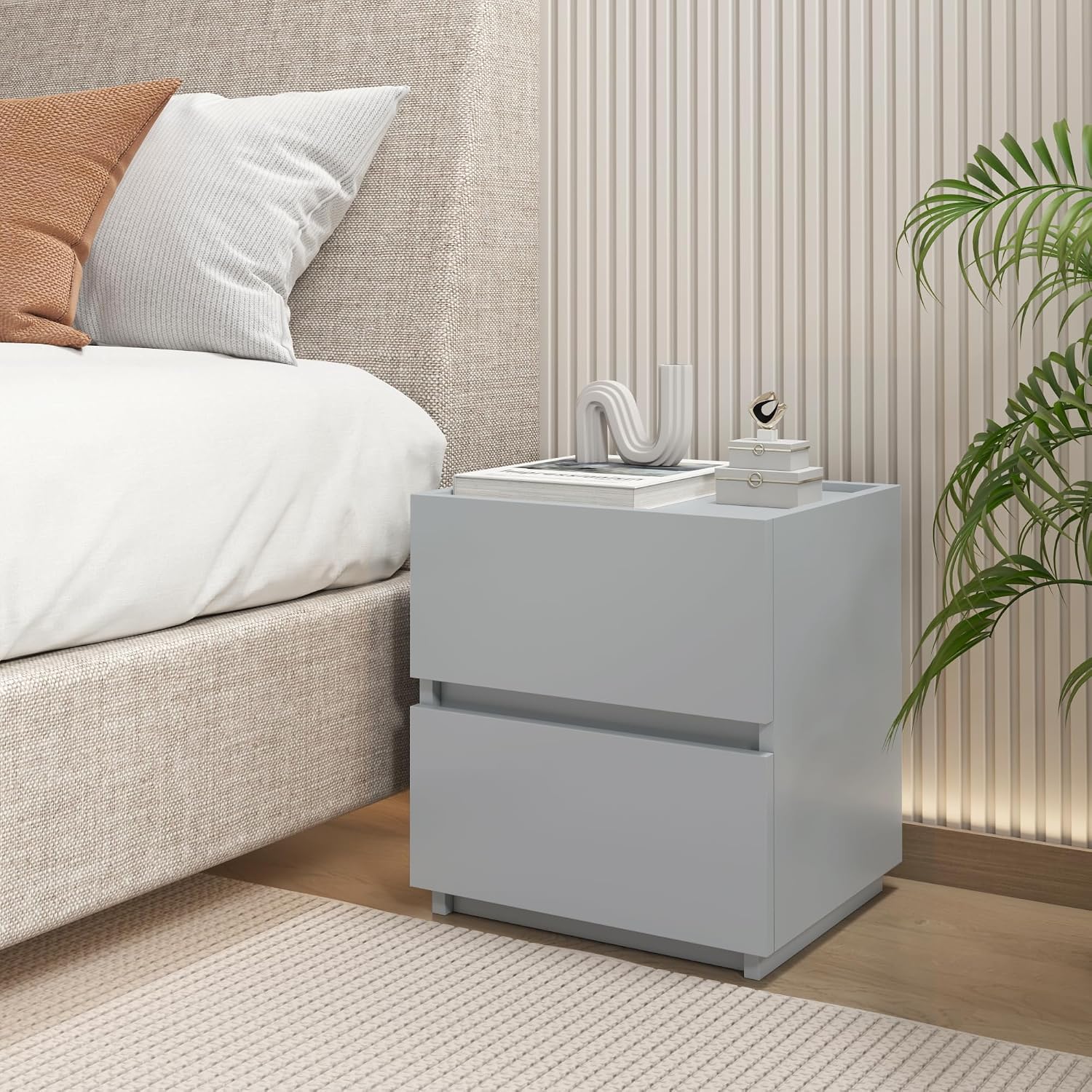 2 Drawer Dresser - Grey - SET OF 1 - Stackable - Image 2