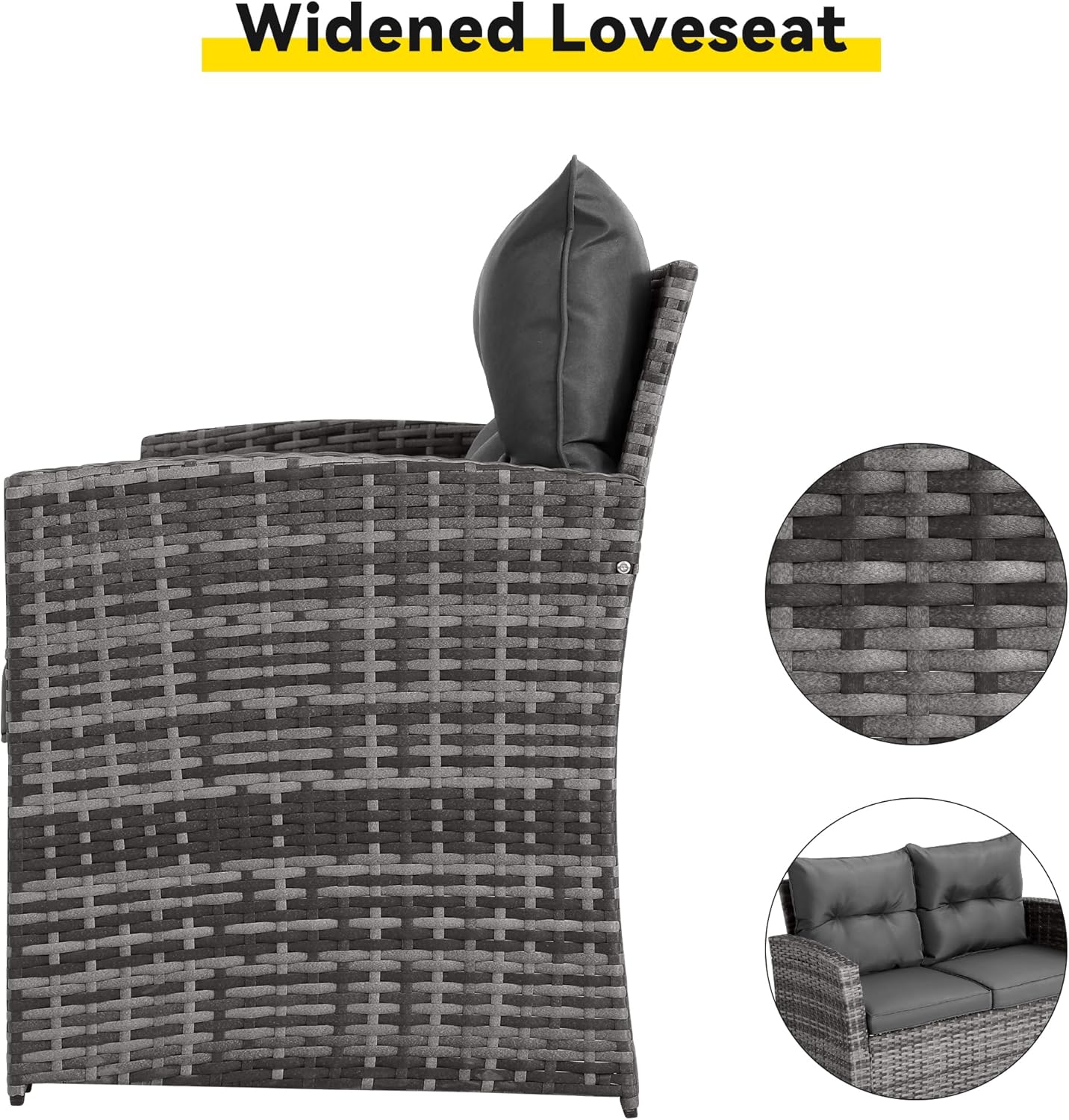 4 Piece Outdoor Patio Furniture Set (Grey Cushion) -1 - Image 10