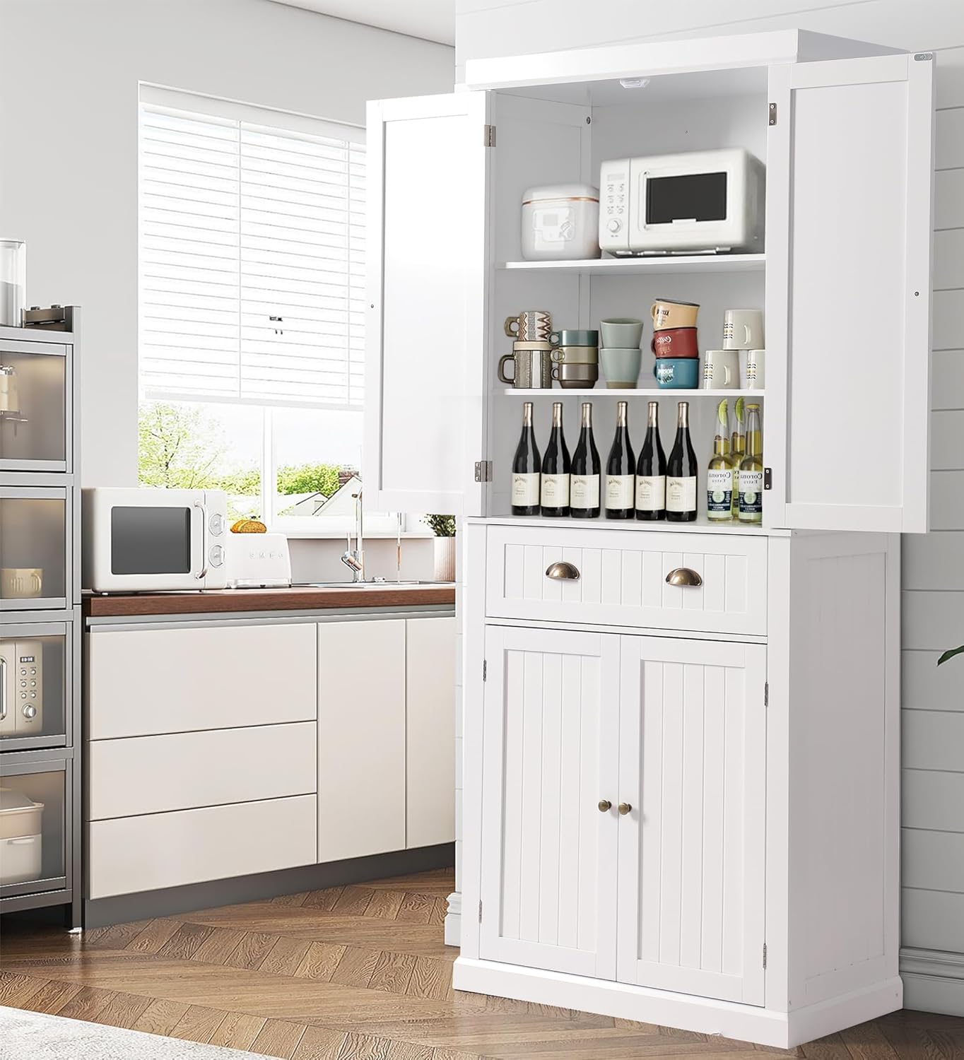  Tall Kitchen Pantry Cabinet - WHITE - Image 2