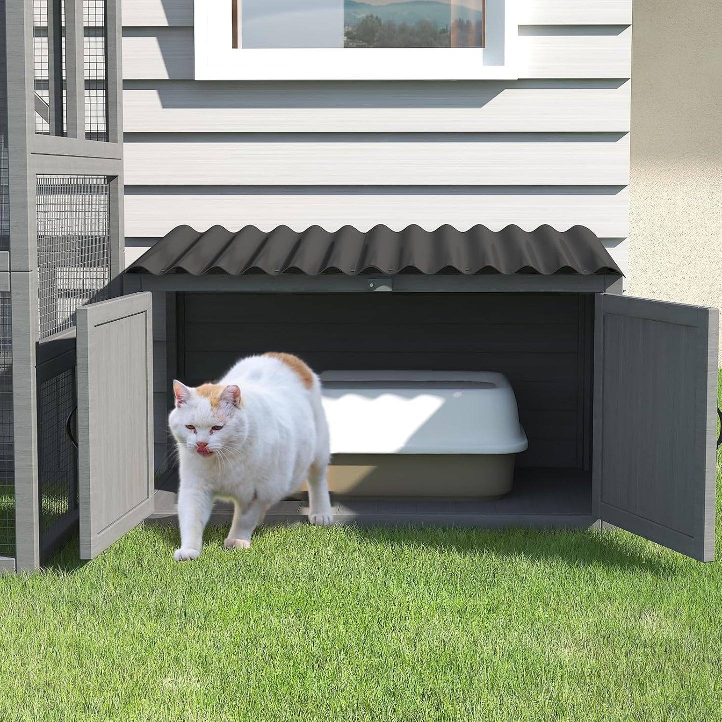 Outdoor Litter Box Enclosure Waterproof, Large Hidden Cat Litter Box Enclosure for Cats - Image 1