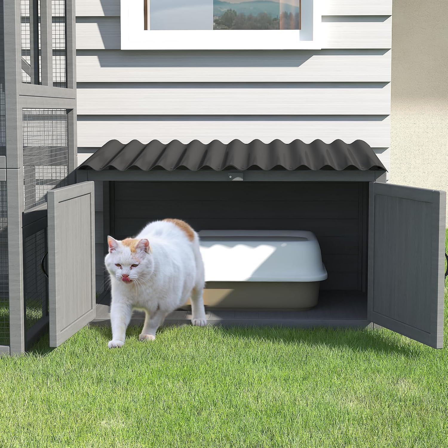 Outdoor Litter Box Enclosure Waterproof, Large Hidden Cat Litter Box Enclosure for Cats - Image 1