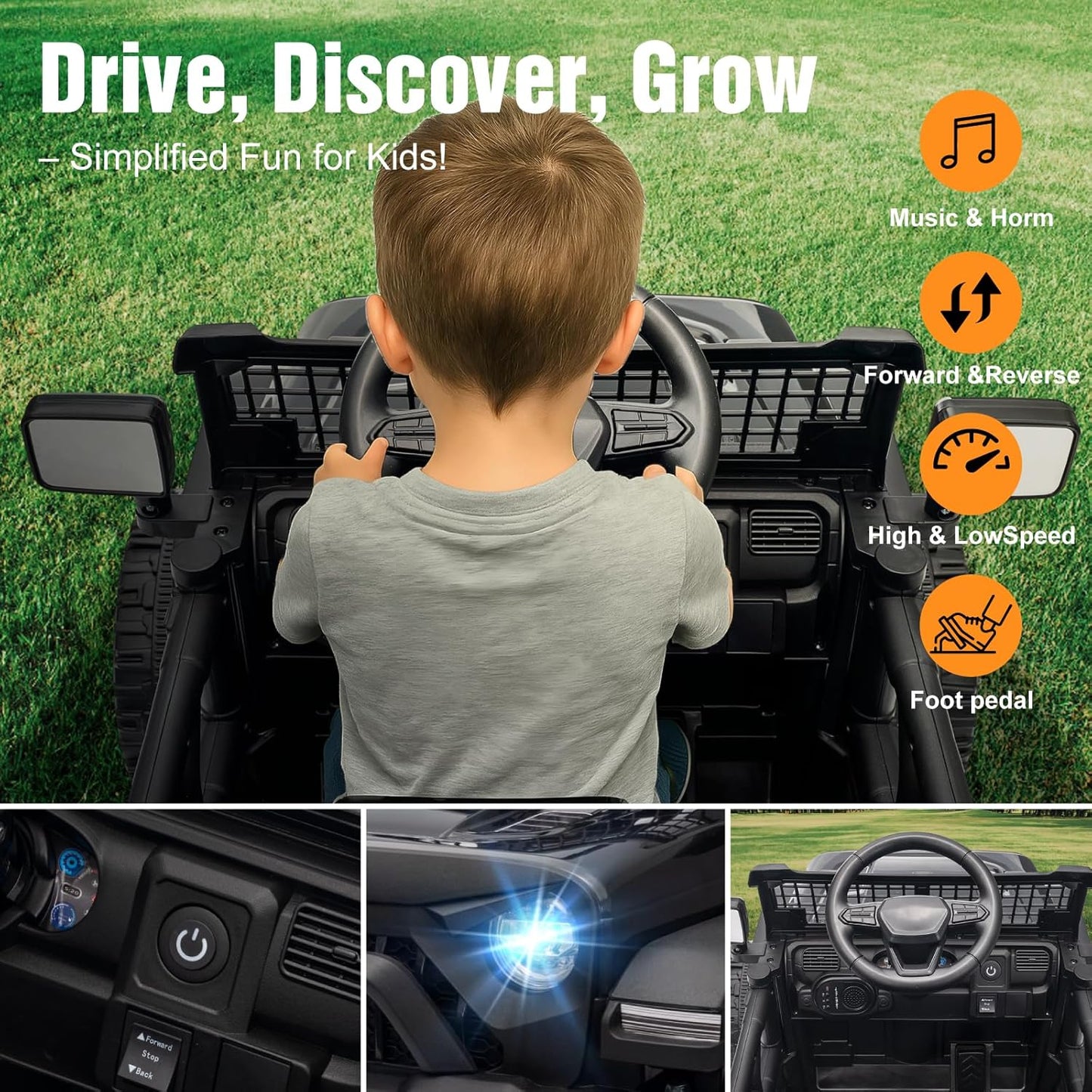 2V Ride on Car with Parent Remote Control - BLACK - Image 5