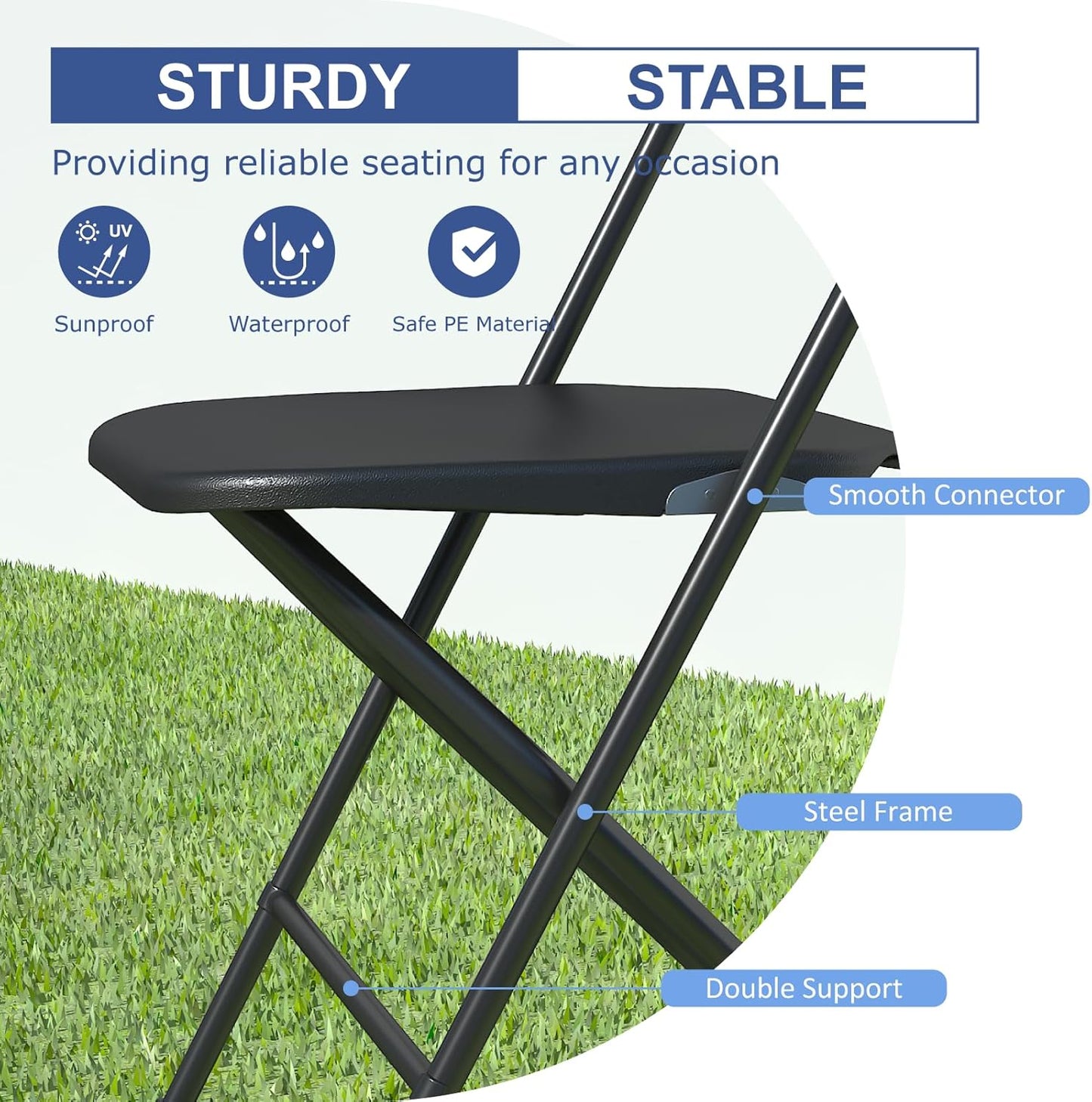 Black Plastic Folding Chair - 10 Pack - Image 4